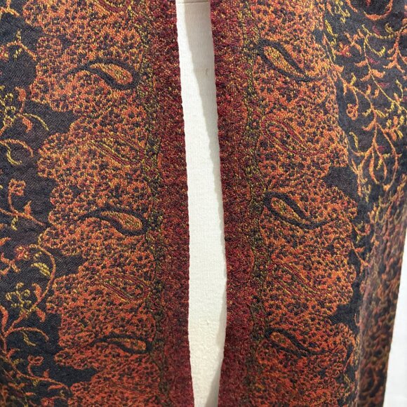 Pine Cone Hill reversible wool paisley jacquard oversize wrap in black & rust - Picture 5 of 11